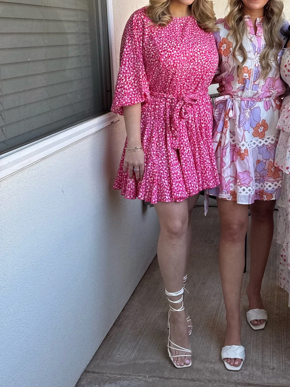 Aakaa Pink Printed Tie-Waist mini Dress